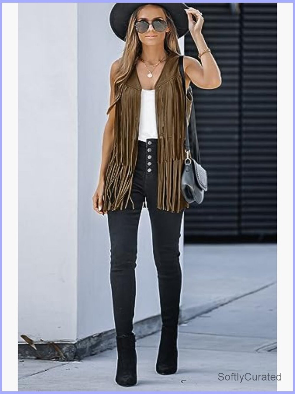 Fringe Vest Sleeveless 70s Hippie Costume Cowgirl Western Faux Suede Tassel - Picture 4 of 7